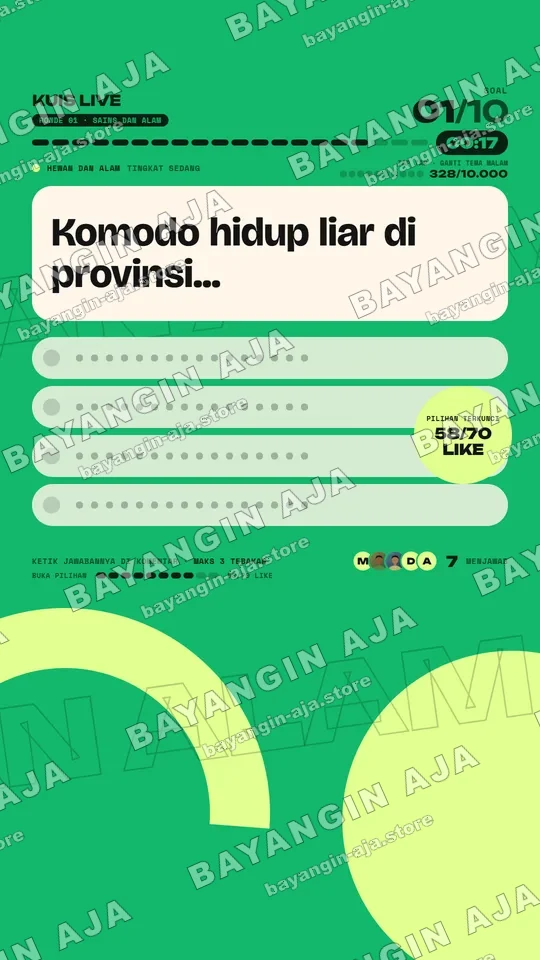 Layar soal tampilan Kinetic Poster