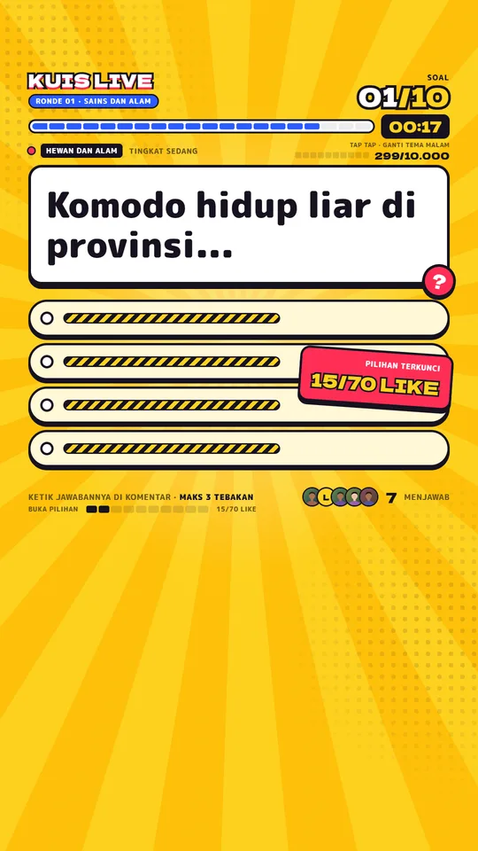 Layar soal tampilan Telop Variety